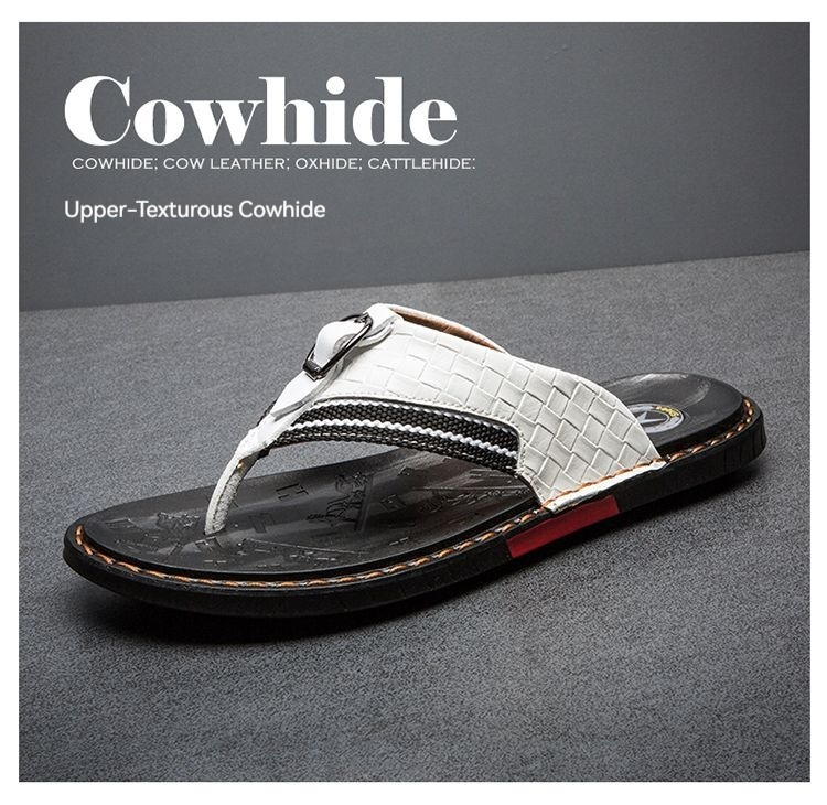 Summer fashion casual sandals leather beach shoes, clip on men's anti slip and trendy slippers, herringbone slippers_voghion.com
