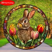 Attrape-soleil lapin lumineux - Art acrylique teinté 9" . Décoration printanière pour les célébrations de Pâques ou le charme de la chambre._voghion.com