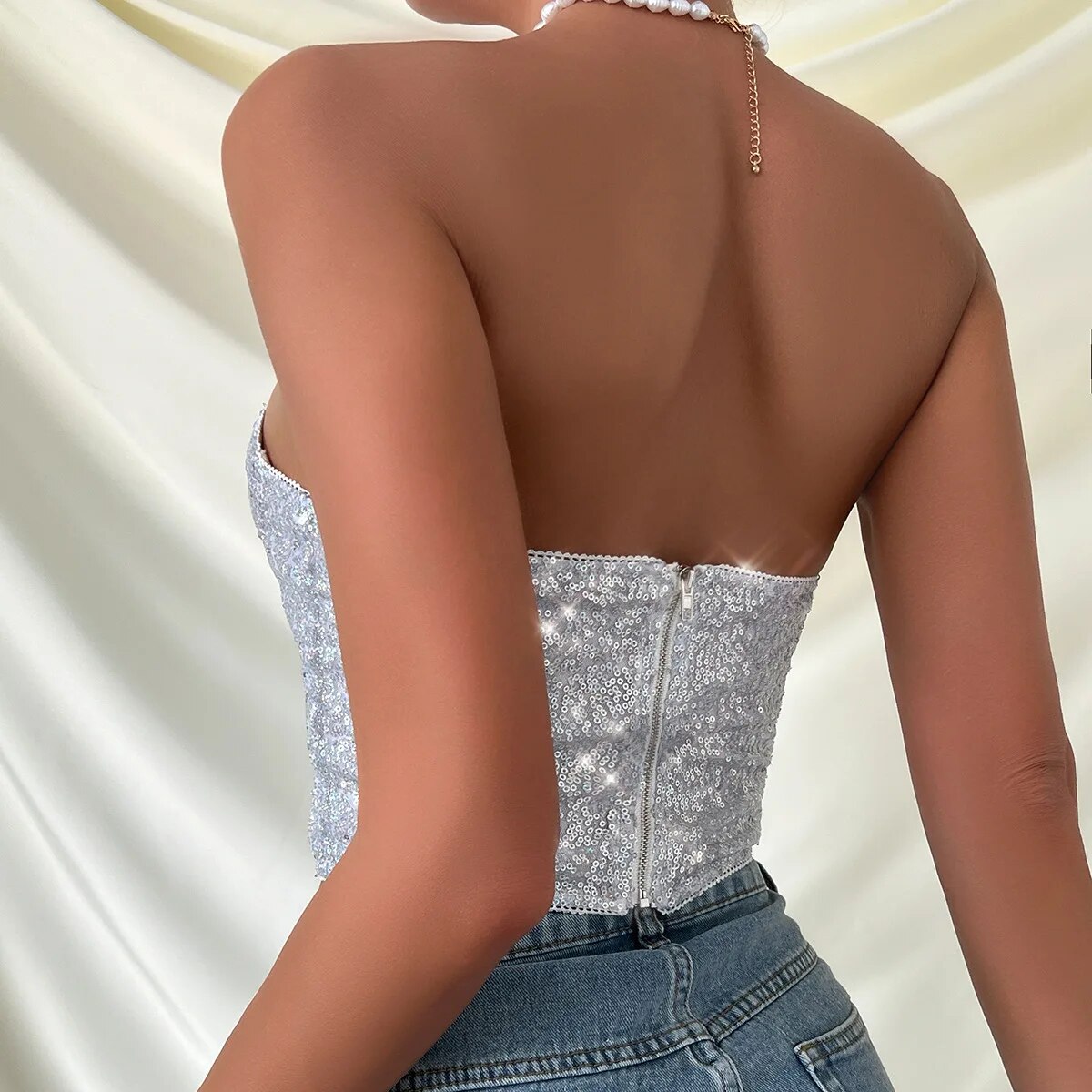 Reggiseno corsetto da donna europeo e americano, lingerie a spina di pesce, reggiseno con paillettes, biancheria intima push-up per ragazza piccante_voghion.com