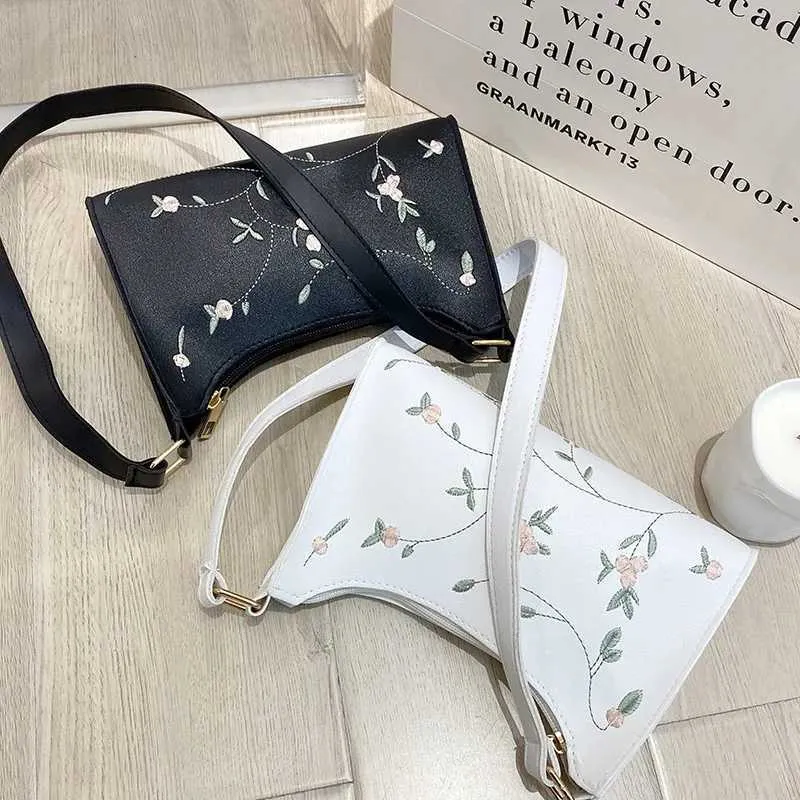 Sac à main brodé en cuir PU, petite pochette à bandoulière, sac portefeuille tendance pour femme Y241123_voghion.com