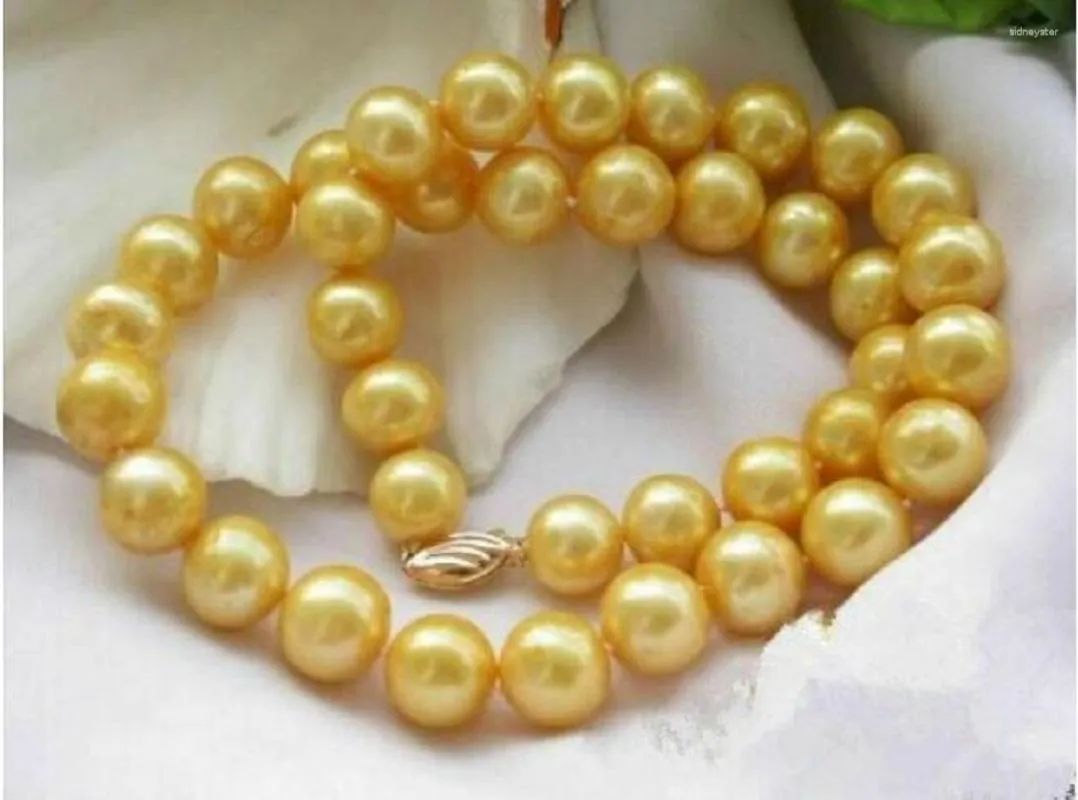 Ketten Große Menge 10-11mm natürliche Südchinesische Meer echte Goldperlenkette 18ich_voghion.com