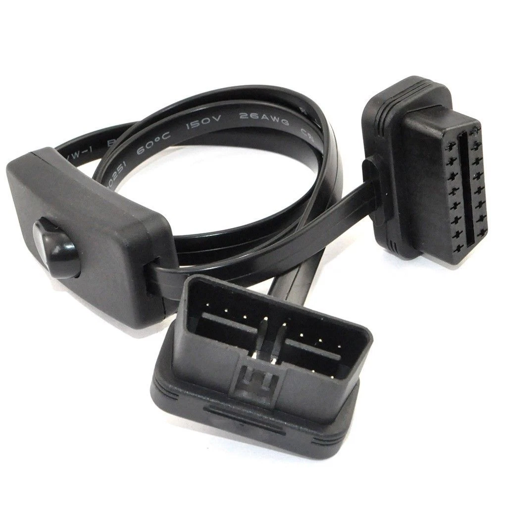 OBD2 II 16-pin Ultra-low Profile Power Switch J1962 M/F Extension Cable -_voghion.com