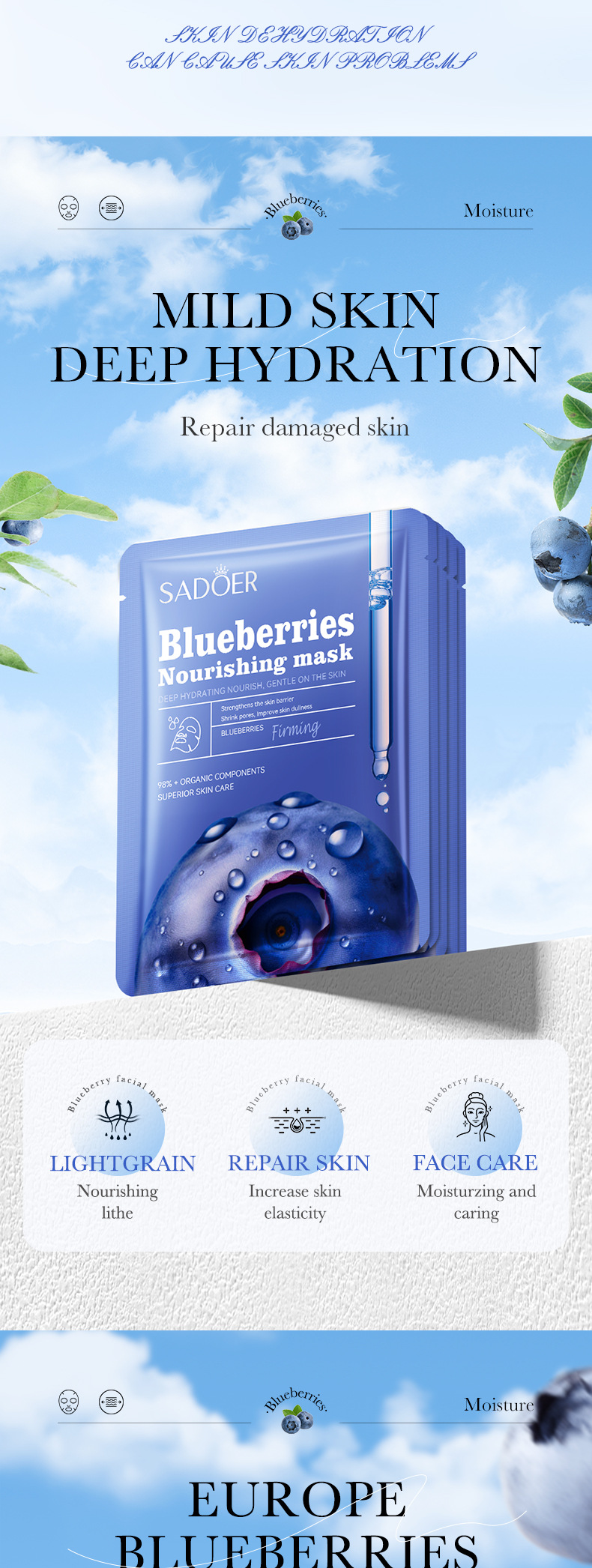 All English SADOER Blueberry Firming&Nourishing Moisturizing&Moisturizing facial mask_voghion.com