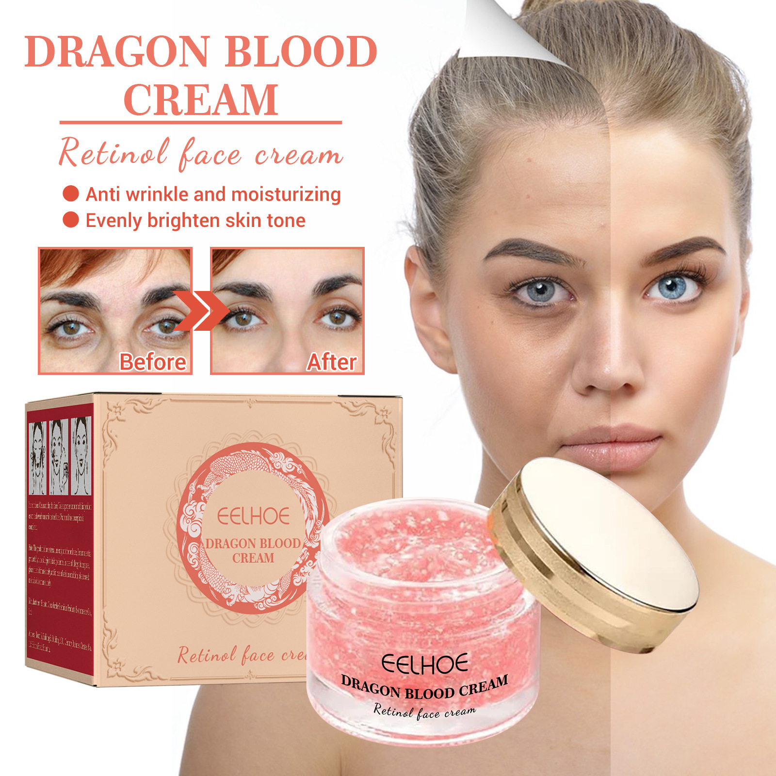 EELHOE Retinol Yüz Sıkılaştırıcı Krem Onarır, sıkılaştırır, cildi beyazlatır, ince çizgileri azaltır, yaşlanmayı önler ve nemlendirir_voghion.com