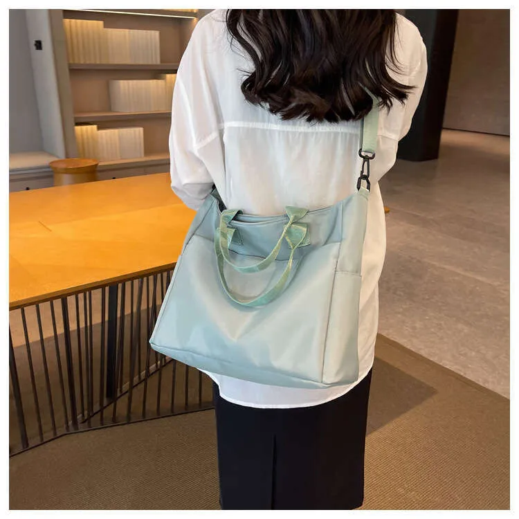 Grande borsa tote in cotone oxford borsa a spalla e tracolla_voghion.com