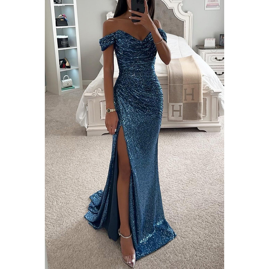 Women's One Neck Split Dresses Casual Fashion Dresses