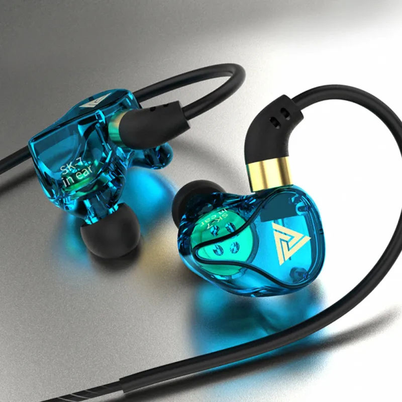 New SK7 Wired Headphos In Ear Monitor Stereo Earbuds HiFi Earpho Game Bass Running Sport Music Headset With