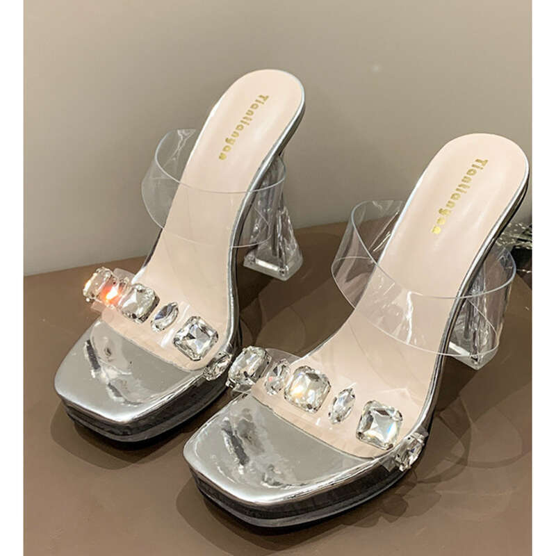 Sandali da donna casual alla moda con tacco alto super spesso e cintura rotonda con piattaforma trasparente estiva 2025_voghion.com