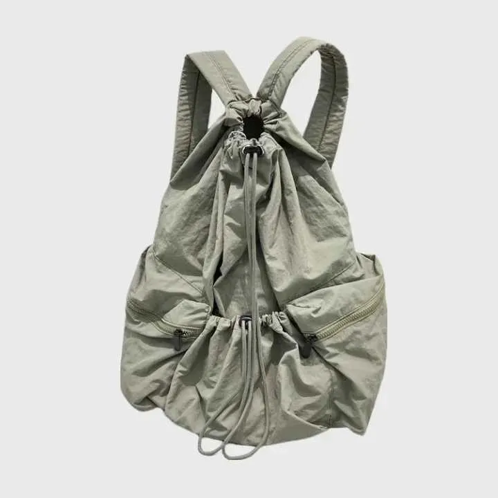 Fashionable Women's Nylon Drawstring Backpack Casual Travel Bag_voghion.com