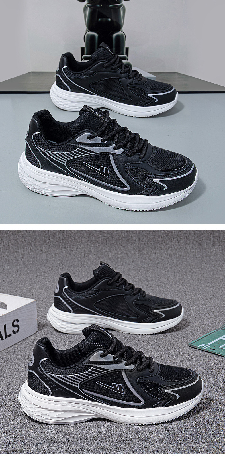Dad's Instagram Spring and Autumn 2024 New Men's Mesh Black Sports Trendy _voghion.com