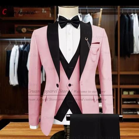 Ensemble de costume trois pièces décontracté d'affaires de grande taille pour le marié et le meilleur homme_voghion.com
