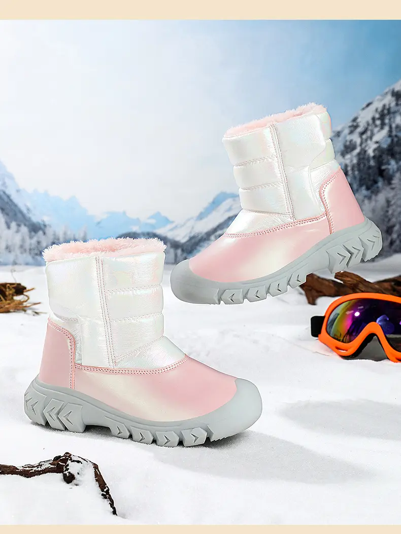 Winter Kinder Fleece verdickt und warm Outdoor Sport und Freizeit High-Top Schneestiefel_voghion.com