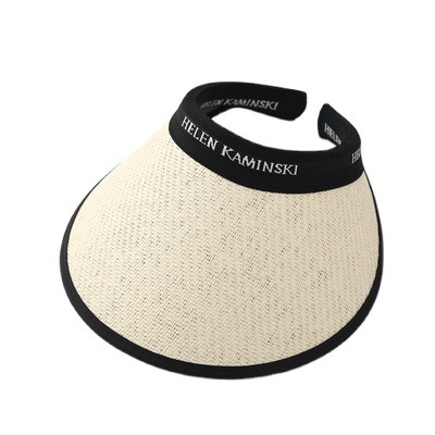 Alphabet Grass Woven Women's Summer Sunshade Open Top Sunscreen Versatile UV Protection Hair Hoops Cool Hat Fashionable_voghion.com