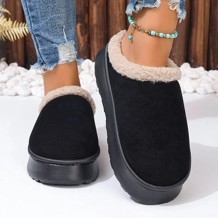 Pure Wool Thick Soled Snow Boots Female Hair Winter Thickened Cotton Warm New Suede Bag Shoes_voghion.com