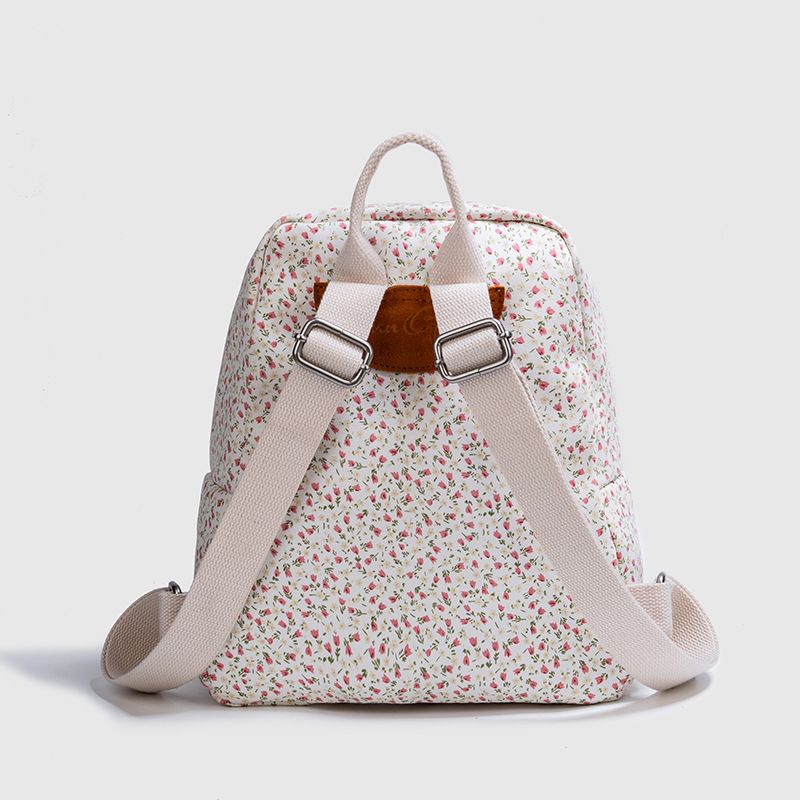 BM kleiner Blumenrucksack Canvas-Rucksack lässige Mode Damentasche_voghion.com