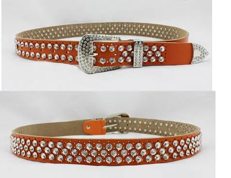 Rhinestone bälte för kvinnor i läder med kristaller midjebälte_voghion.com