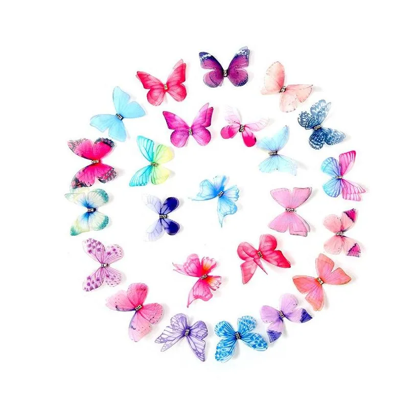 Doppeldeck Drei Nsional Barrettes Schmetterling Retro Strass Gaze DIY Haarspangen Zubehör Frauen Haarnadel Dhoxk_voghion.com