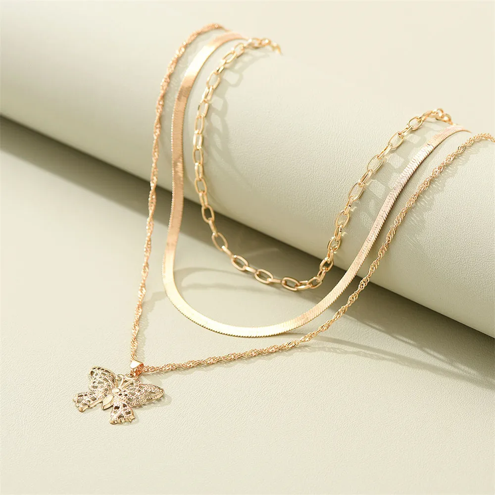 Ketid Rangluukett Liblikad Kaelakeed Mitmekihiline Sulam Rangluu Ripats Tüdrukute Peokaelakeed Choker-kaelus_voghion.com