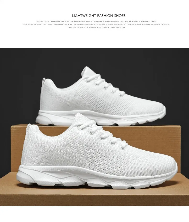 Breathable Lightweight Running Shoes For Men In White Casual Style_voghion.com