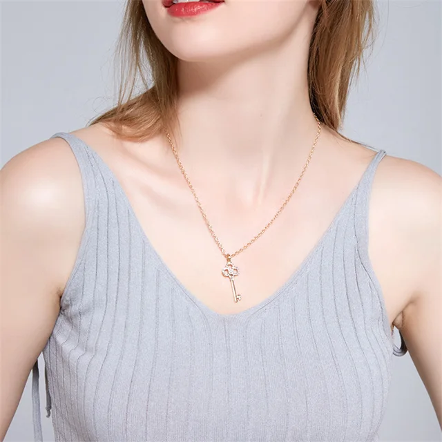 Μόδα Vintage Tiny για γυναίκες ΚΟΝΤΗ αλυσίδα με κλειδί καρδιάς δώρο εθνοτικό μποέμ κολιέ τσόκερ με αποστολή αποστολής_voghion.com