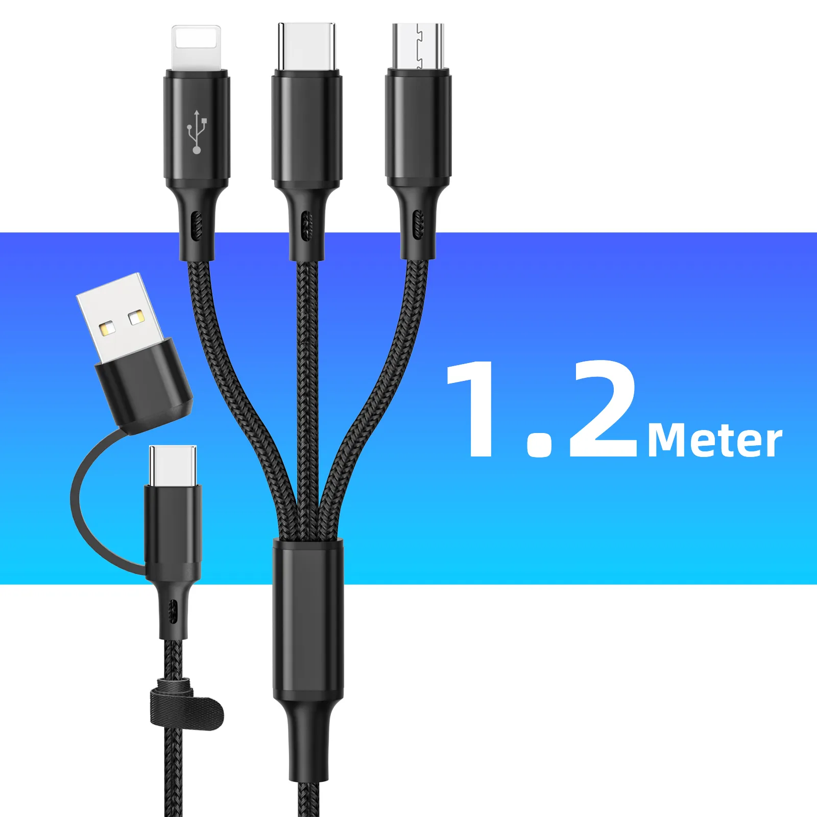 Câble 3 en 1 multiport USB type C 2025 pour téléphone portable, compatible avec iPhone 14, 13, 12 et Huawei_voghion.com