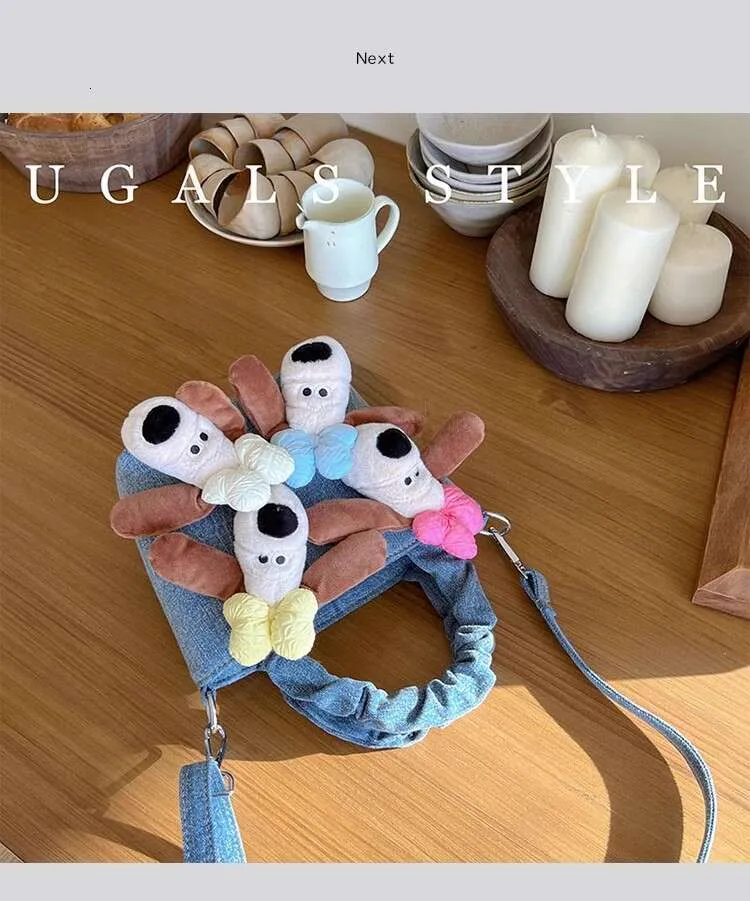 Bolso de mano de mezclilla con forma de cubo de peluche para mujer, de gran capacidad, estilo bandolera, informal_voghion.com