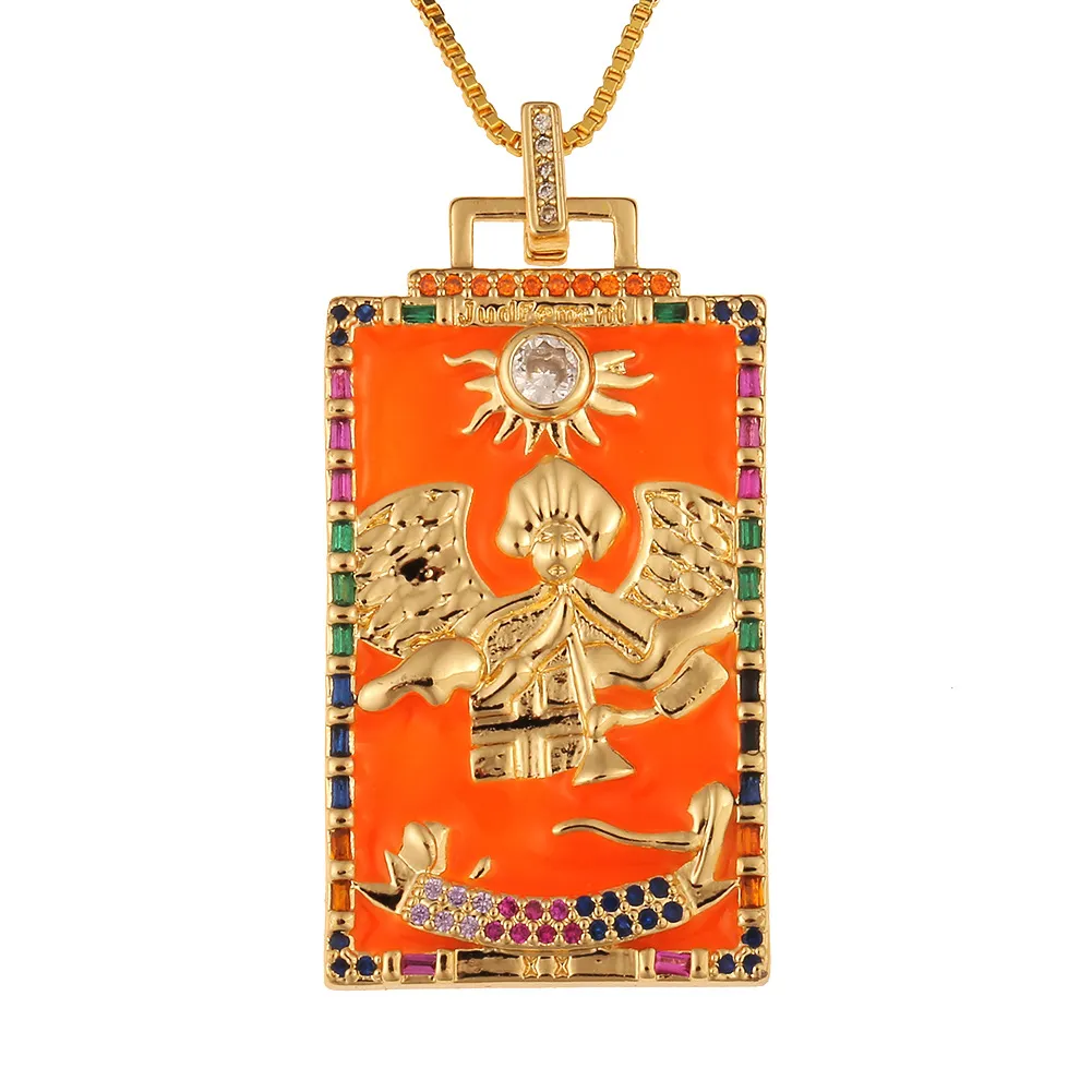 Collana con ciondolo carta dei tarocchi stile hip hop_voghion.com