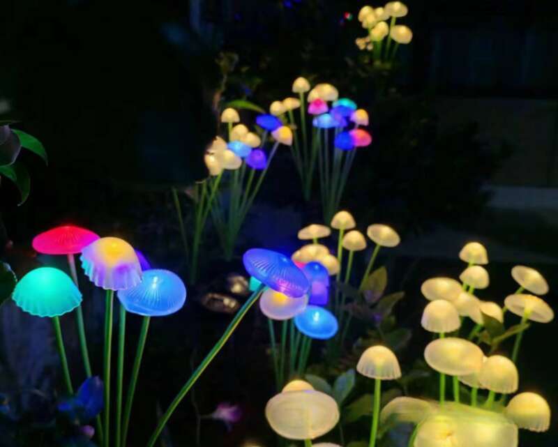 LED Solar Silikon Pilz Boden Stecker Quallen Outdoor Garten Hof Atmosphäre Dekoration Rasen Lampe_voghion.com