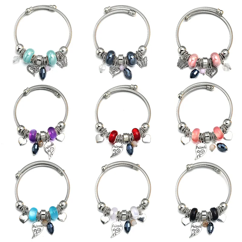 Bangle Charm Love Butterfly Beaded Bracelet Jewelry 6 Colour Adjustable Bangles Romantic Accessories Fashion Women_voghion.com