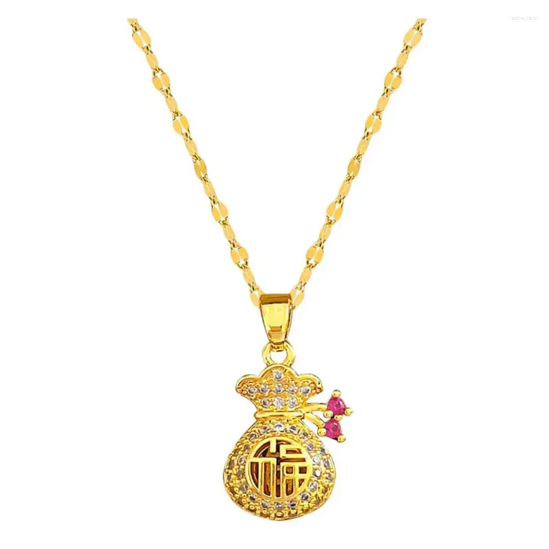 Collane con ciondolo Collana portafortuna e benedizione Donna Borsa porta soldi con strass scintillanti per catena regolabile_voghion.com