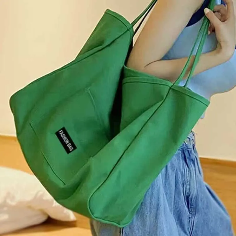 Korean canvas large capacity handbag casual shopping bag gold-plated wallet Y241109_voghion.com