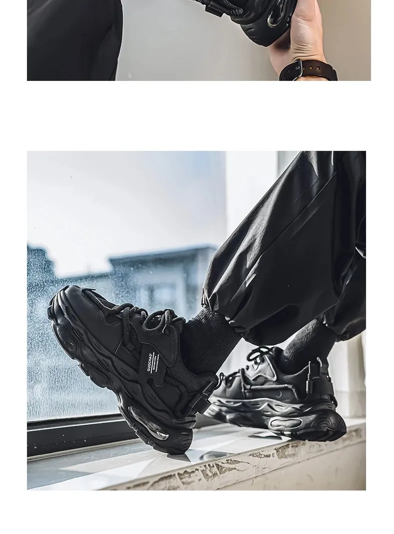 Chunky Platform Running Shoes For Men Anti Slip Breathable Casual_voghion.com