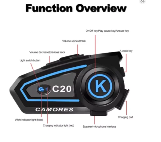 Auricolare Bluetooth 5.3 per casco da moto, auricolare vivavoce impermeabile_voghion.com