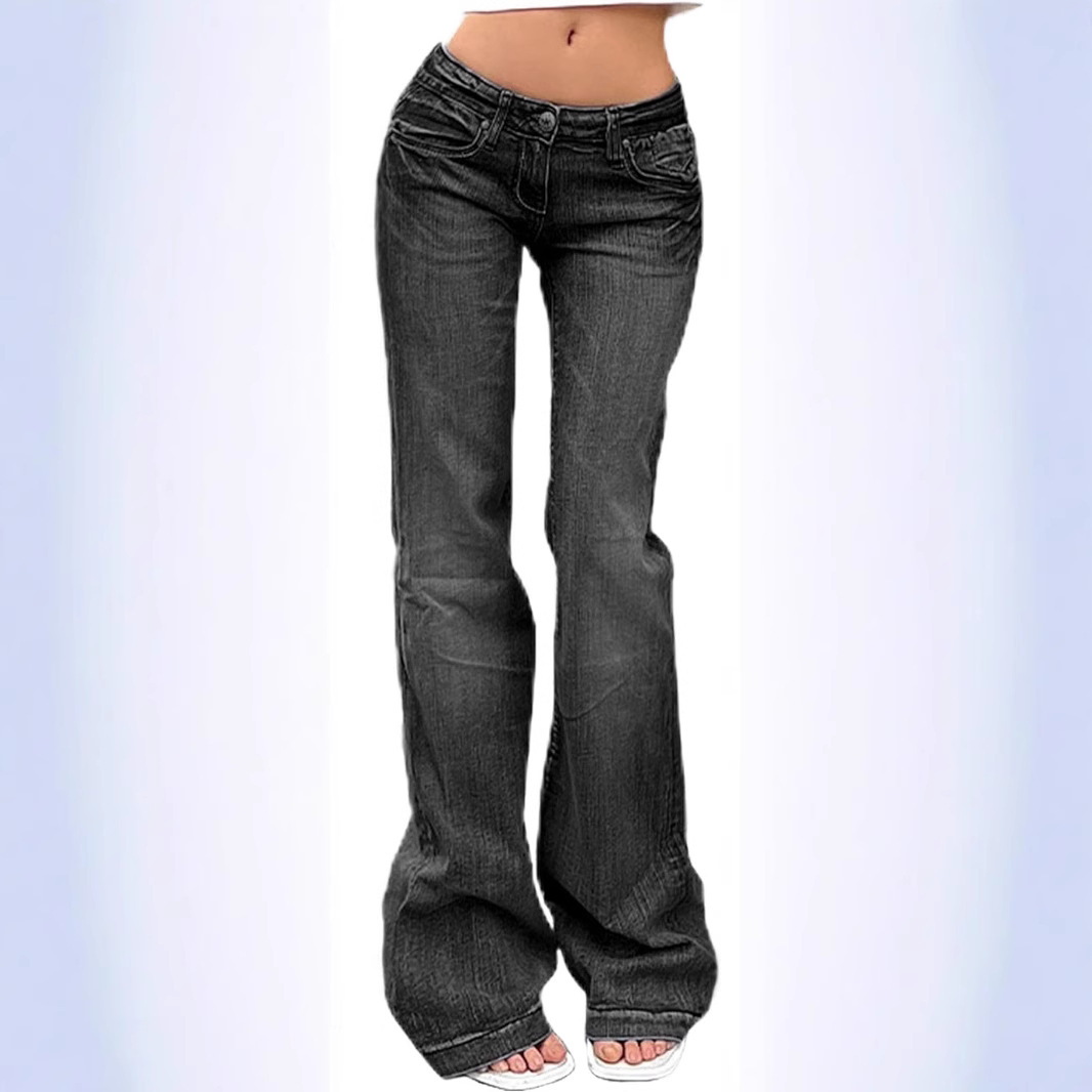 Women’s Clothing Retro Hot Girl Bell Bottom Pants Slim Fit Stretch Jeans Women's Trousers