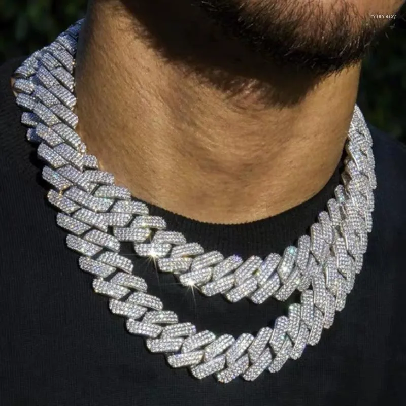 Chains 20mm 3Rows Stones Heavy Miami Cuban Link Box Clasp Necklace Bling 5A Zircon Charm Iced Out Men's Hip Hop Chain_voghion.com