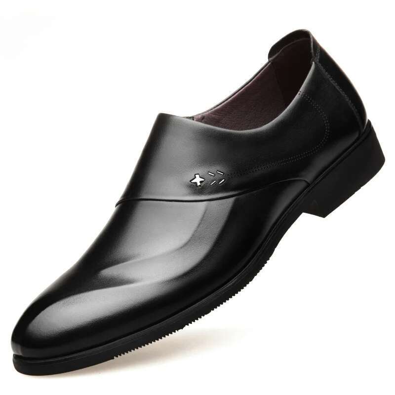 Zapatos de boda británicos de piel de vaca sin cordones para hombre, informales, de primavera y otoño_voghion.com