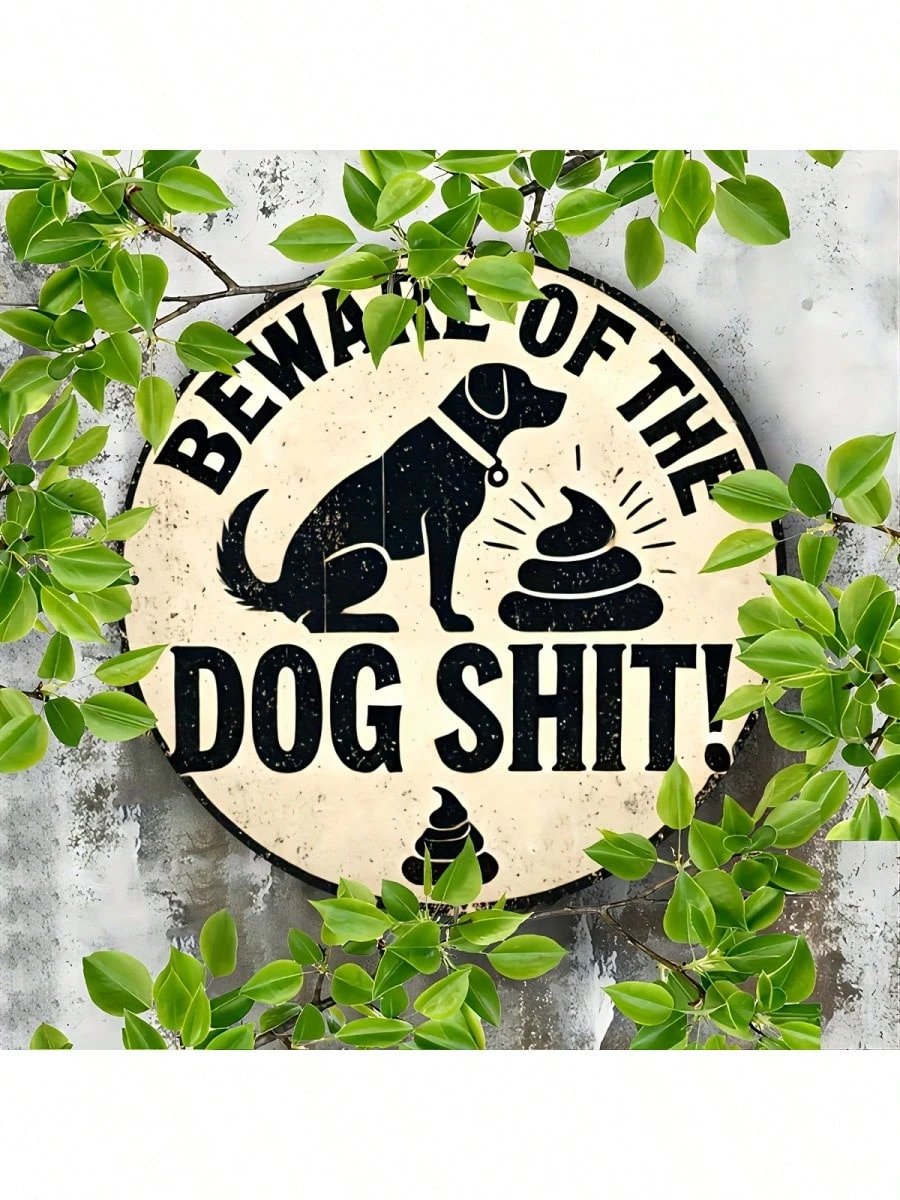 "Beware Of Dog Poop" Wooden Wall Sign,White Dog Design, Suitable For Indoor/Outdoor Home, Office, Cafe Decor, Funny Pet Owner Gift_voghion.com