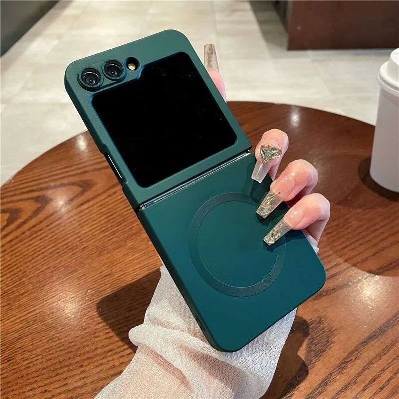 Suitable For ZFlip6 Liquid Silicone Folding Phone ZFlip5 Metallic Paint Magnetic Protective Case, And ZFlip4_voghion.com