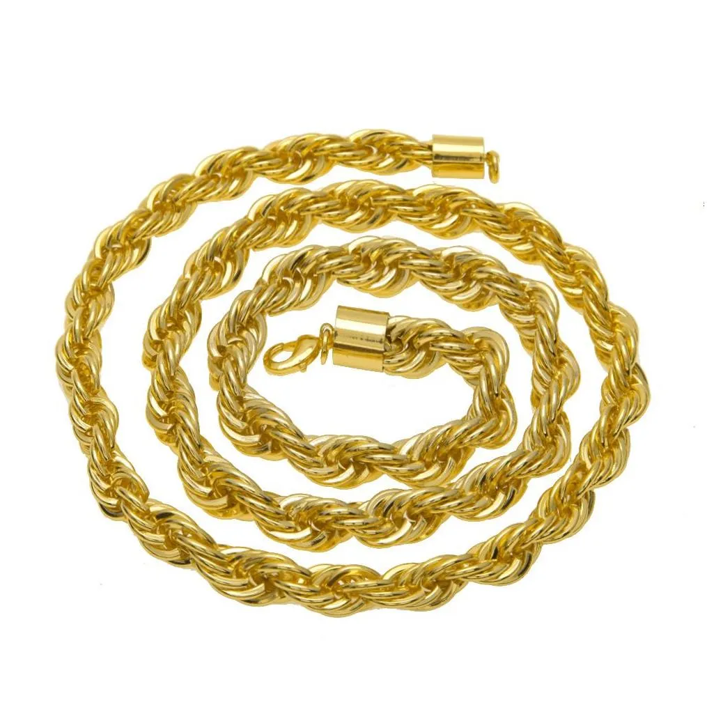 Ketten 10 mm dick, 76 cm langes Seil, verdrehte Kette, vergoldet, Hip Hop, schwere Halskette für Herren, Drop-Lieferung, Schmuck_voghion.com