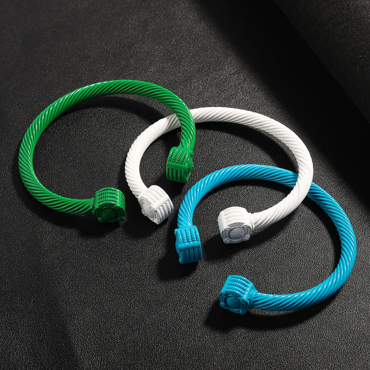 Colorful Enamel Cable Wire Bangle Bracelet For Women Designer Style_voghion.com