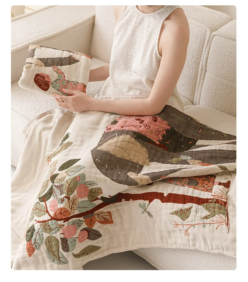 Premium Four-layer Cotton Gauze Bath Towel And Multi-use Blanket_voghion.com