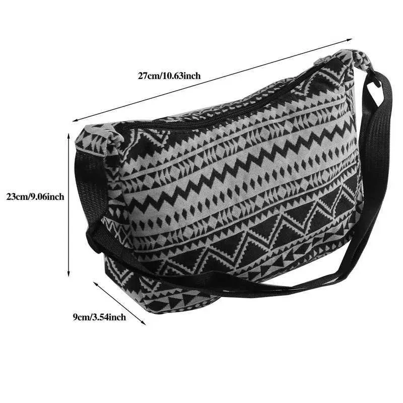 Borsa a tracolla piccola in tela con cerniera semplice stile etnico Fem Messenger Trend 2023 Borsa da spiaggia intrecciata Y241026_voghion.com