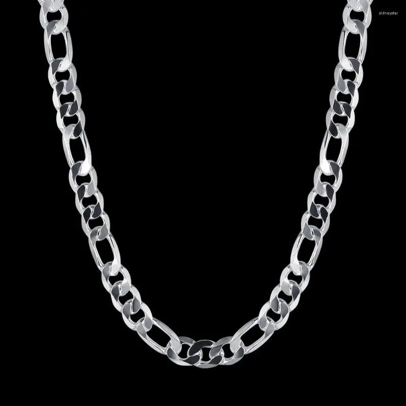 Chains Classic Sterling Sier 10MM Geometry Chain Necklace For Men Woman 20/24 Inches Fashion Designer Wedding Jewelry_voghion.com