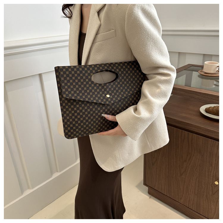 Envelope bag, women's bag, plaid key bag, large capacity envelope bag, casual business Han Chao handbag_voghion.com