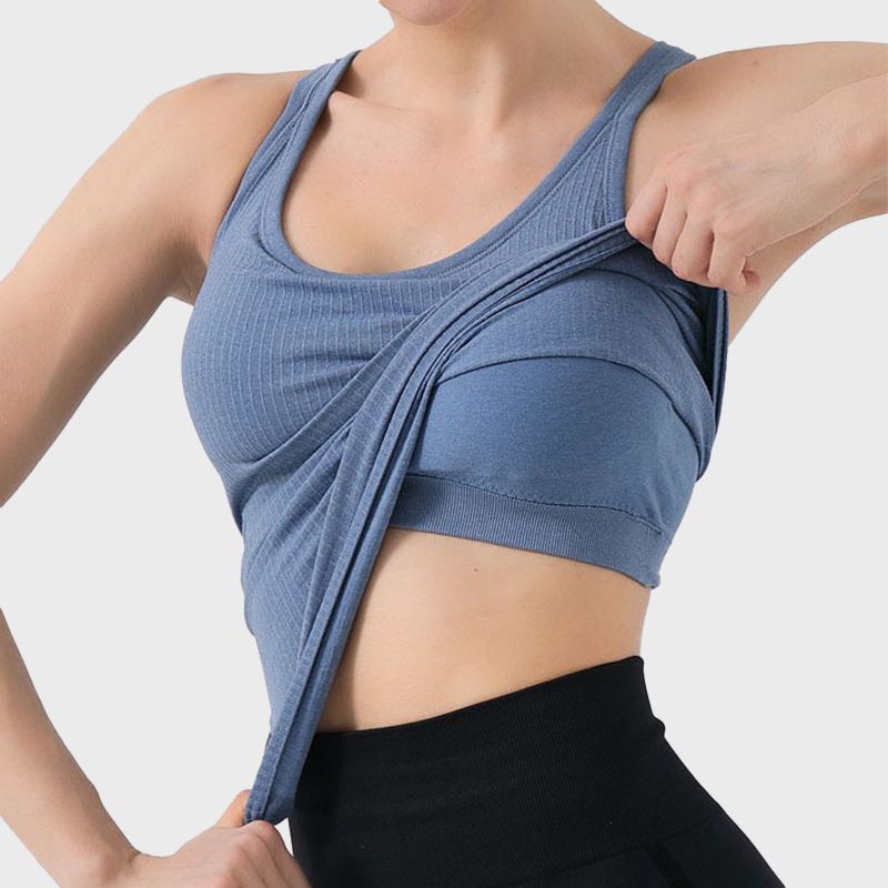 2024 New Naked Yoga Top With Chest Pad_voghion.com