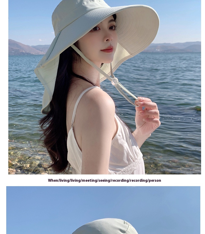 Cappello estivo da esterno con protezione solare e foro per coda di cavallo, versione coreana del cappello da pescatore a scialle a tesa larga alla moda per bambini_voghion.com