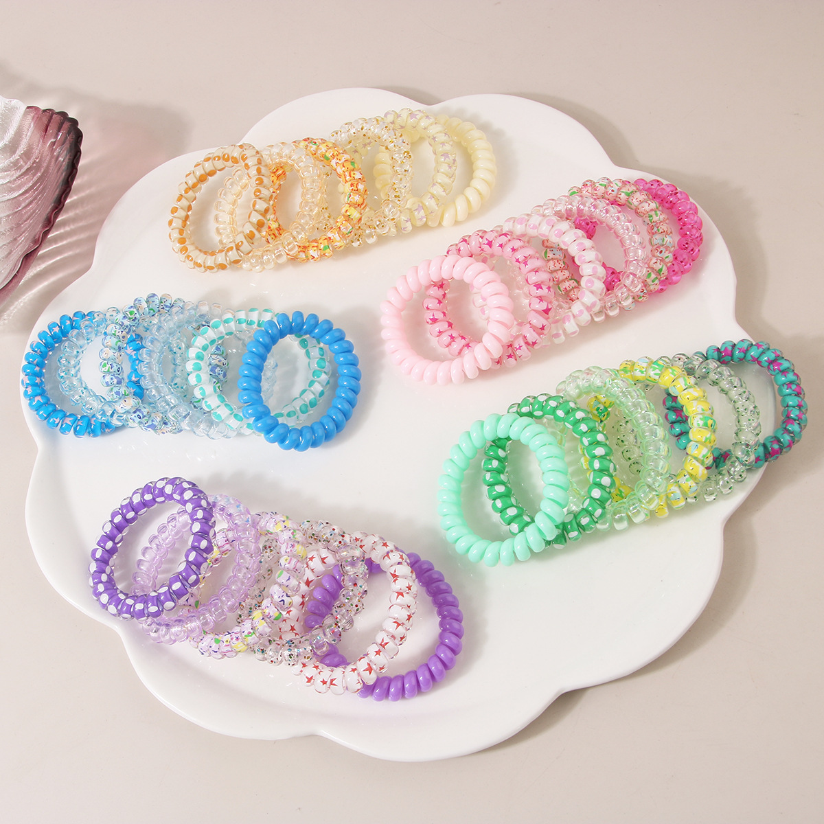 Guanyang 6-teiliger Telefonleitungs-Haarring, Dopamin, Bonbonfarbe, Haarring für Damen, hochelastisch, Farbe, Haarseil, Basic-Haarseil_voghion.com
