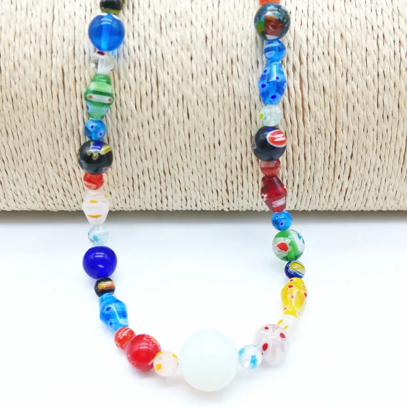 Ketten Mode Rad Millefiori Murano Glas Halskette 6-14mm_voghion.com