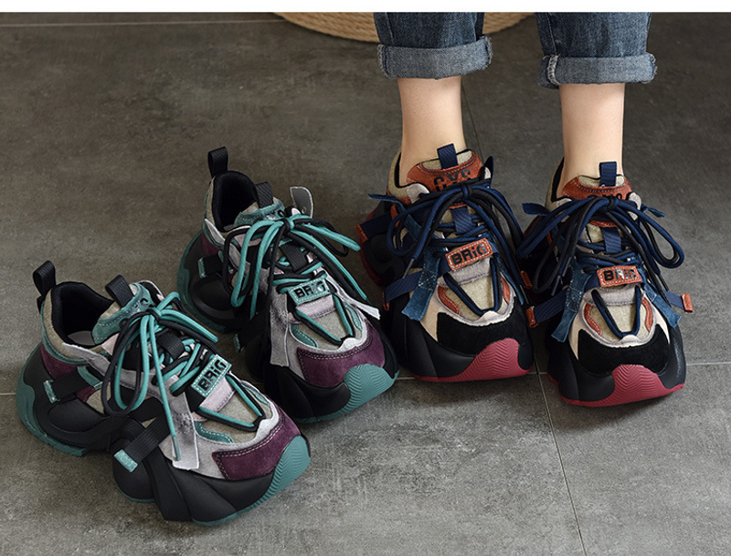 Chaussures de sport décontractées à semelle épaisse pour papa, en cuir véritable, polyvalentes, à lacets, basses, Design Sense, nouvelle collection printemps 2024_voghion.com