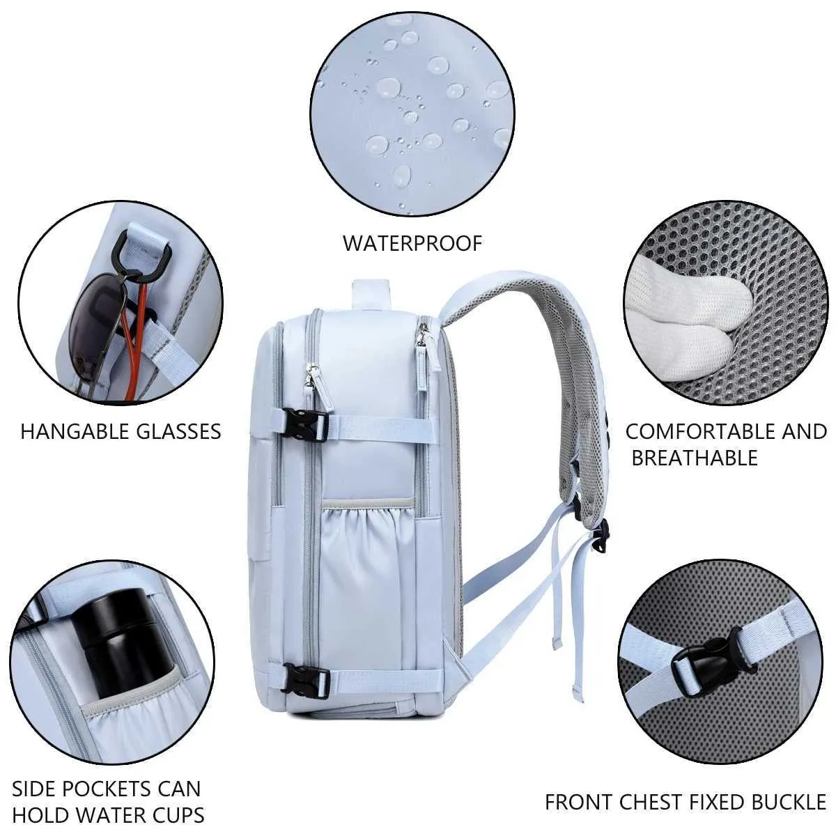 Reiserucksack für 15,6-Zoll-Laptops, geeignet für Männer und Frauen, mit wasserdichtem Schuhfach, Rucksack C241107_voghion.com